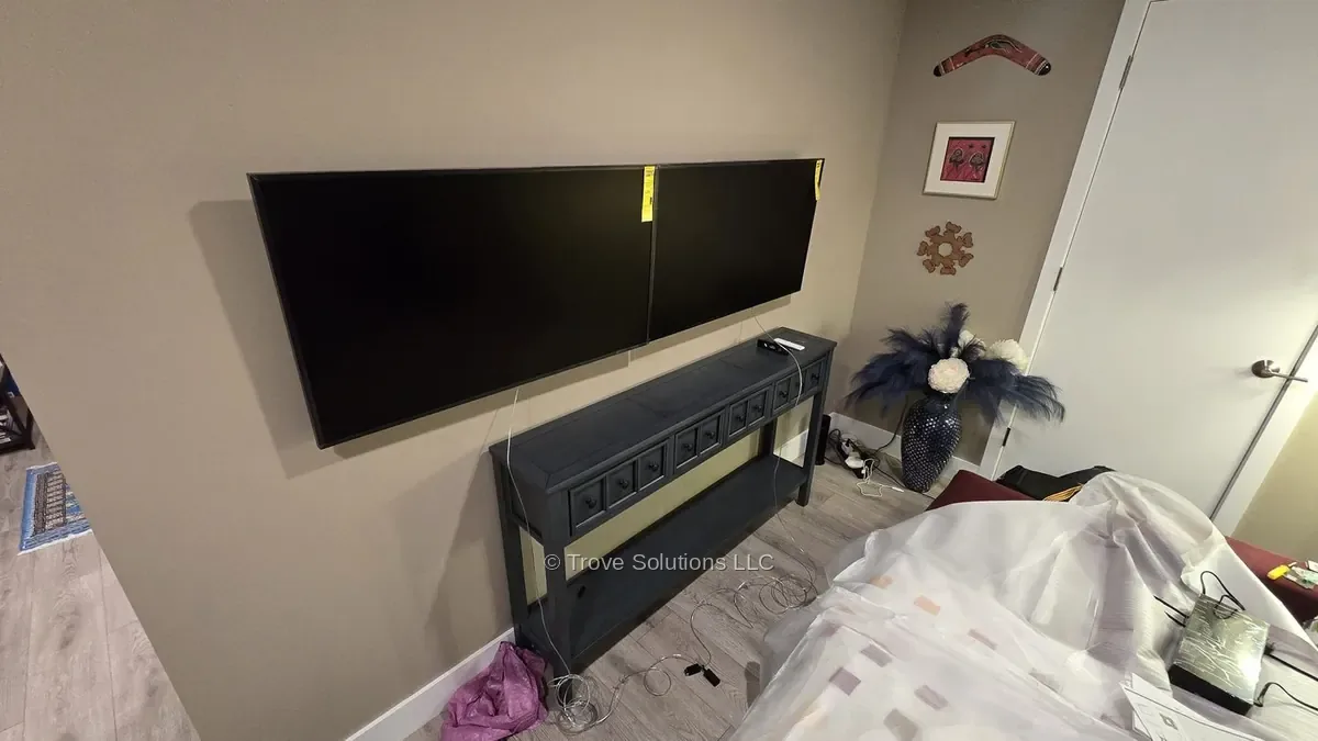 Dual TV wall mount installation gaming setup Manhattan