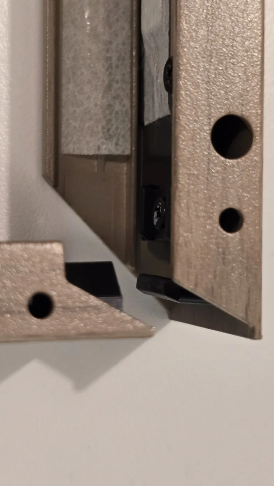 Two frame pieces meeting at a corner before they are joined